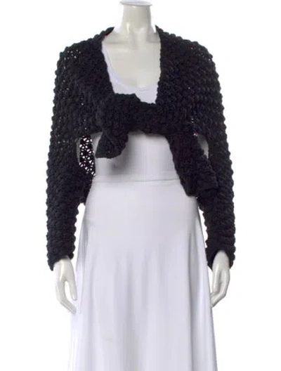 Pre-owned Behnaz Sarafpour Wool Open Front Sweater In Black