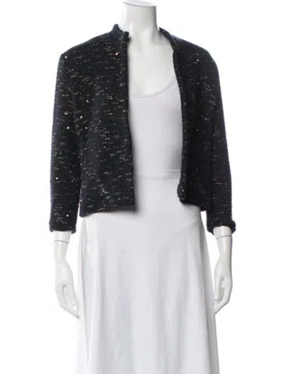 Pre-owned Behnaz Sarafpour Wool Patterned Jacket In Blue