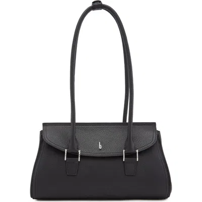 Behno Coco Baguette Pebble Leather Shoulder Bag In Black
