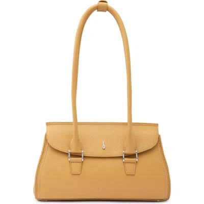 Behno Coco Baguette Pebble Leather Shoulder Bag In Sand