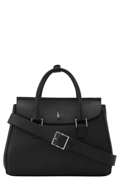 Behno Coco Medium Pebbled Leather Satchel In Black