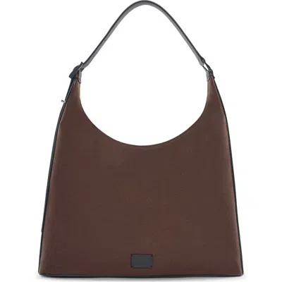 Behno Danny Flatiron Canvas Shoulder Bag In Brown