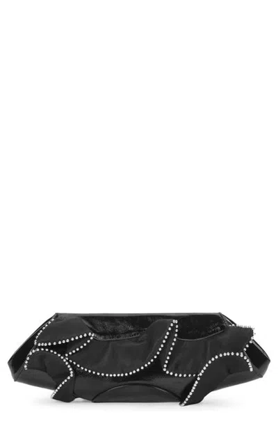 Behno Elizabeth Baguette Mini Leather Clutch In Black