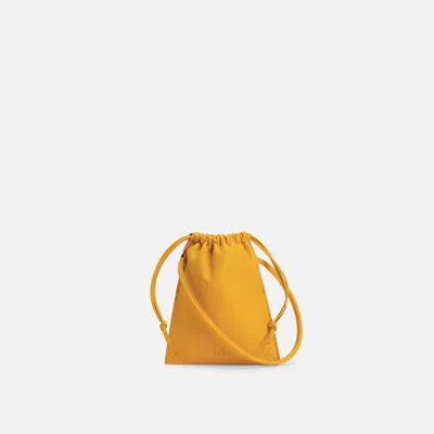 Behno Frida Mini Crossbody Nappa Ruched Mustard In Yellow