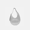 Behno Medium Ina Metallic Leather Crescent Shoulder Bag In Gray