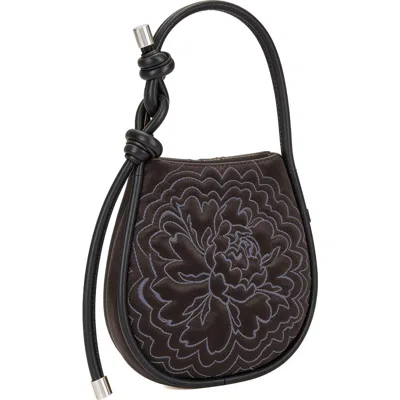 Behno Ina Mini Potli N2 Ornate Leather Handheld Bag In Black/cacao