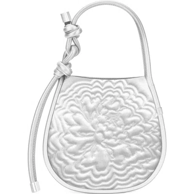 Behno Ina Mini Potli N2 Ornate Leather Handheld Bag In Silver