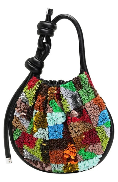 Behno Ina Mini Potli Wave Quilt Bag In Black/red Multi