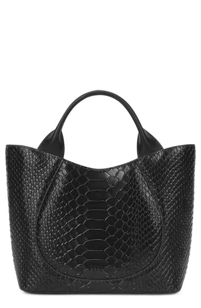 Behno Katrina Mini Python Embossed Leather Tote In Black