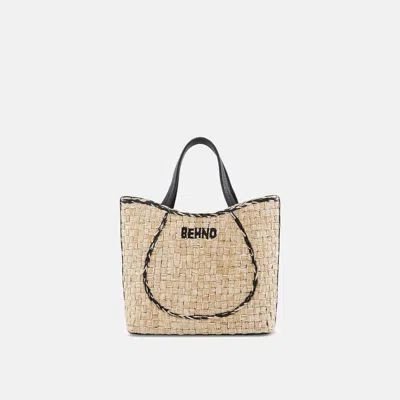 Behno Katrina Mini Tote Raffia Pebble Buttercream