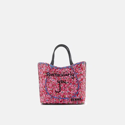 Behno Katrina Mini Tote Raffia Pebble Pink/red