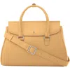 Behno Large Coco Pebble Leather Satchel In Neutral