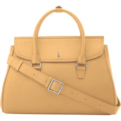 Behno Large Coco Pebble Leather Satchel In Neutral