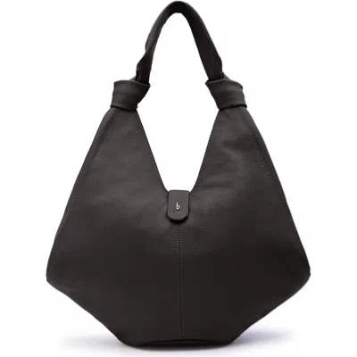 Behno Large Nelli Pebble Leather Hobo Bag In Brown
