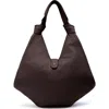 Behno Large Nelli Pebble Leather Hobo Bag In Brown