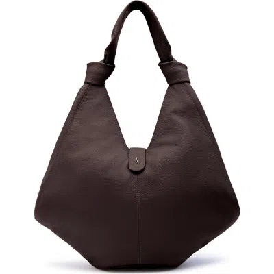 Behno Large Nelli Pebble Leather Hobo Bag In Brown