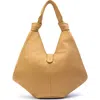 Behno Large Nelli Pebble Leather Hobo Bag In Sand