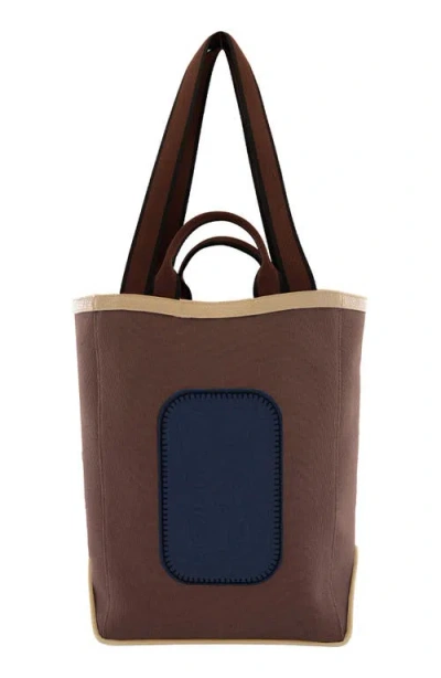 Behno Maison Canvas Tote In Cacao/navy
