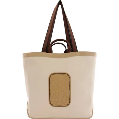 Behno Maison Large Canvas & Leather Tote In Sand/bisque