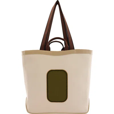 Behno Maison Large Canvas & Leather Tote In Sand/wood