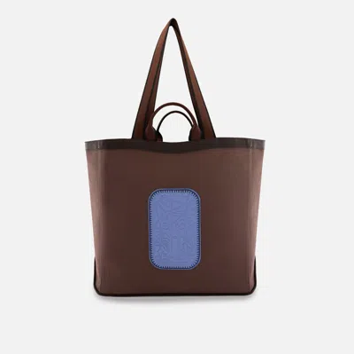 Behno Maison Tote Large Canvas Cacao/ocean Blue
