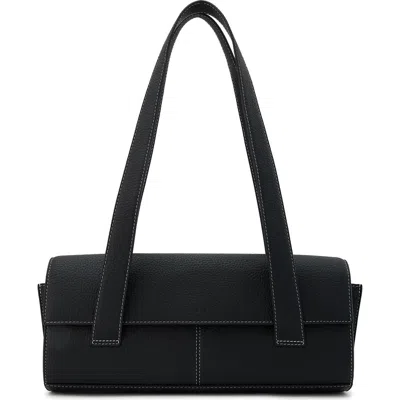 Behno Michelle Pebble Leather Shoulder Bag In Black