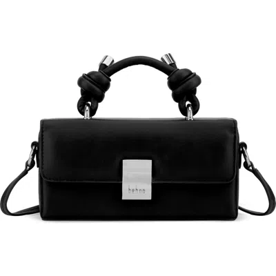 Behno Micro Mary Soft Metallic Leather Crossbody Bag In Black