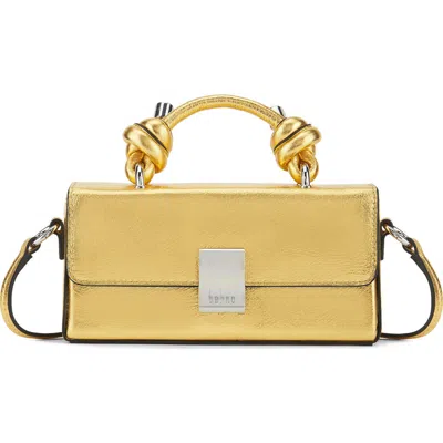 Behno Micro Mary Soft Metallic Leather Crossbody Bag In Gold