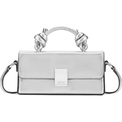Behno Micro Mary Soft Metallic Leather Crossbody Bag In Silver