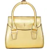 Behno Mini Coco Leather Satchel In Gold