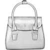 Behno Mini Coco Leather Satchel In Silver