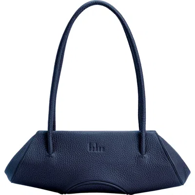 Behno Mini Elizabeth Baguette Pebble Leather Shoulder Bag In Navy