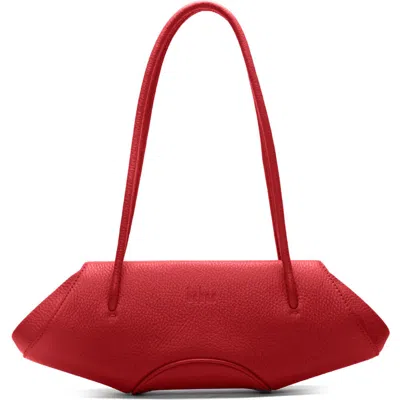 Behno Mini Elizabeth Baguette Pebble Leather Shoulder Bag In Red