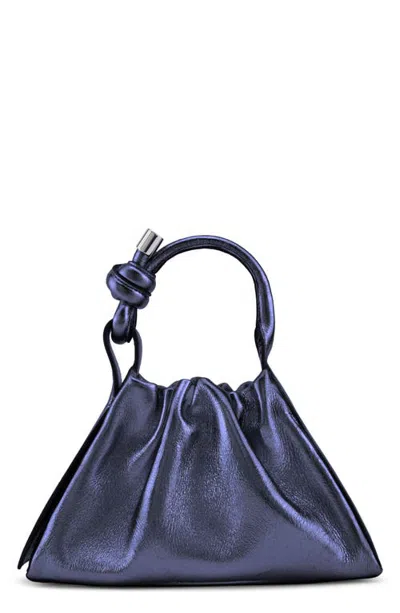Behno Mini Tina Ruched Baguette Top Handle Bag In Blue