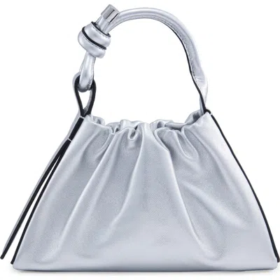 Behno Mini Tina Ruched Metallic Leather Baguette Top Handle Bag