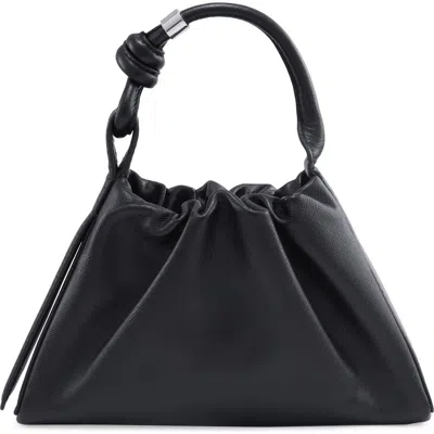 Behno Mini Tina Ruched Metallic Leather Baguette Top Handle Bag