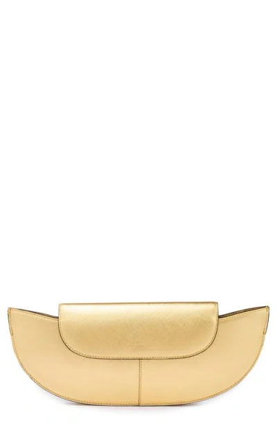 Behno Nadia Leather Clutch In Gold