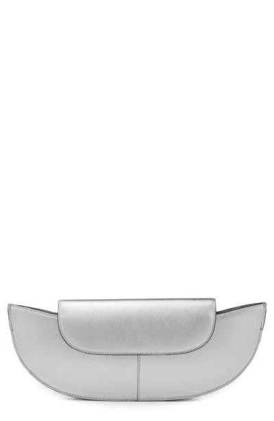 Behno Nadia Leather Clutch In Silver