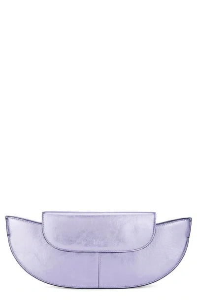 Behno Nadia Metallic Leather Clutch In Purple