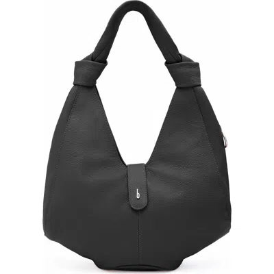 Behno Nelli Pebble Leather Hobo Bag In Black