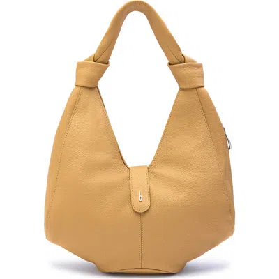 Behno Nelli Pebble Leather Hobo Bag In Brown