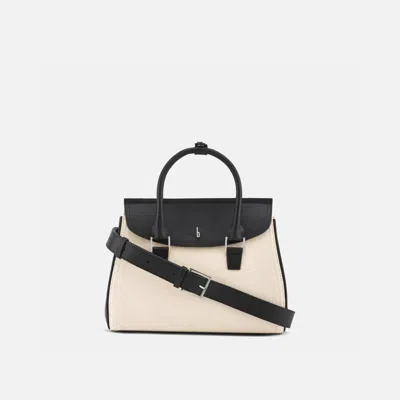 Behno New York Coco Satchel Medium Canvas Sand/black In Multi