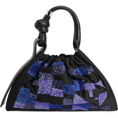 Behno Tina Mini Ruched Wave Baguette Leather Bag In Multi