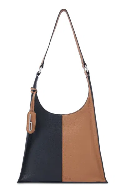 Behno Winnie Soft Leather Shoulder Bag In Black/tan