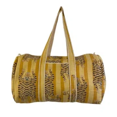 Behotribe  &  Nekewlam Duffle Bag Large Quilted Cotton Ocher Tiger In Gold
