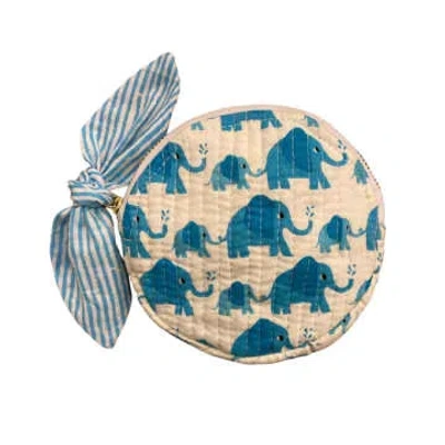 Behotribe  &  Nekewlam Purse Round Cotton Quilted Elephant In Multi