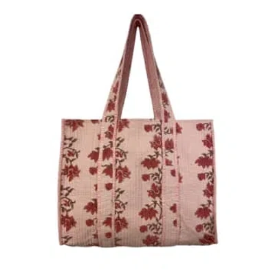 Behotribe  &  Nekewlam Tote Bag Large Revisable Block Printed Old Rose Pink In Neutral