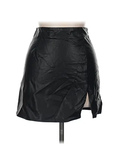 Pre-owned Beige Botany Faux Leather Skirt In Black