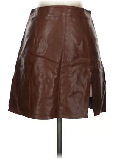 Pre-owned Beige Botany Faux Leather Skirt In Brown