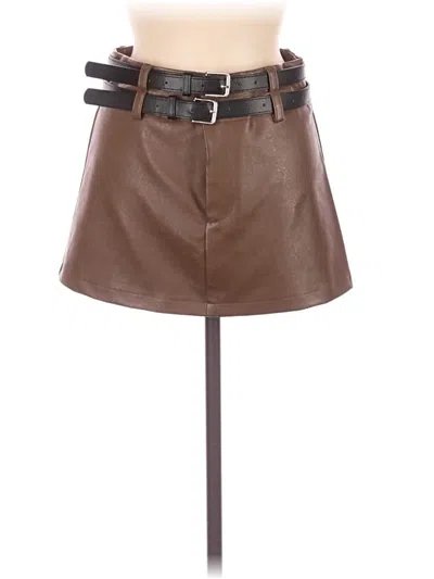 Pre-owned Beige Botany Faux Leather Skirt In Brown
